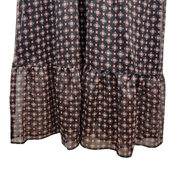 Talbots Fit & Flare Midi Dress in Dainty Medallion Size 4 V-Neck Flounced Hem - Picture 6 of 10